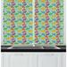 East Urban Home Elephant Childish Abstract Pattern w/ Polka Dotted Animal Spraying Waters Kitchen Curtain Polyester | 39 H x 55 W x 2.5 D in | Wayfair