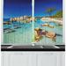 East Urban Home 2 Piece Scenic Summer Tropic Paradise Palombaggia Beach Clear Ocean Photo Kitchen Curtain Set | 39 H x 55 W x 2.5 D in | Wayfair