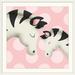 Great Big Canvas 'Zebra Mommy & Baby on Blue' Circle Frame Art Print in Pink/Blue/Brown | 38 H x 38 W in | Wayfair 2439642_21_30x30_none