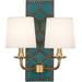 Robert Abbey Lightfoot 2-Light Armed Sconce Metal/Fabric in Green/Blue/Yellow | 16.5 H x 13.5 W x 8.3 D in | Wayfair 1033