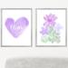 Outside In Art Studio Artistic Flower Garden w/ Personalized Heart, Paper Prints Paper in Indigo | 10 H x 8 W x 0.0625 D in | Wayfair