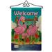 Breeze Decor Flamingos 2-Sided Burlap 19 x 13 in. Garden Flag in Brown/Green/Pink | 18.5 H x 13 W x 0.1 D in | Wayfair