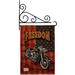 Breeze Decor Americana Motorcycle 2-Sided Burlap 19 x 13 in. Garden Flag in Black/Brown/Red | 18.5 H x 13 W in | Wayfair