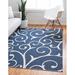 Blue/Navy 62 x 0.16 in Area Rug - Longshore Tides Alexei Damask Cotton Navy Blue/Ivory Area Rug Cotton | 62 W x 0.16 D in | Wayfair