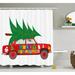 The Holiday Aisle® Christmas Car w/ Xmas Tree Single Shower Curtain Polyester | 69 H x 105 W in | Wayfair B9FD84841D914308969897826CC4AB2E