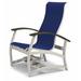 Red Barrel Studio® Hinch Marine Grade Sling Hidden Motion Chat Swivel Patio Chair in Gray/White/Blue | 39 H x 27.5 W x 28.5 D in | Wayfair