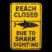 Treasure Gurus Shark Sighting Beach Closed Danger Sign Surfer Decor Aluminum in Gray/Yellow | 12 H x 8 W x 1 D in | Wayfair SN-TN3BEACHCLOSED