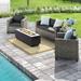 Beachcrest Home™ Mallory 5 Piece Rattan Sofa Seating Group w/ Cushions Synthetic Wicker/All - Weather Wicker/Wicker/Rattan in Gray | Outdoor Furniture | Wayfair