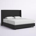 Mistana™ Dinapoli Upholstered Low Profile Standard Bed Metal in Black | 56 H x 59 W x 80 D in | Wayfair 4AF5089692CB4D49A19D4C5CDA1E15AF