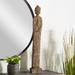 World Menagerie Petroskey Buddha Statue Stone, Rubber in Brown/Gray | 32 H x 5 W x 4 D in | Wayfair 44669