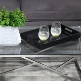 AllModern Bradshaw 18" Simple Black Serving Tray - Contemporary Decorative Wood & Glass Serving Tray Wood/Glass in Black/Brown | Wayfair