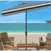 Breakwater Bay Trainor 10' Square Beach Umbrella Metal in White/Black | 6.1 H in | Wayfair B8B2A075504E424298E2092659D7066E