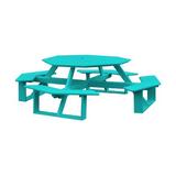 Red Barrel Studio® Filomena Outdoor Picnic Table Plastic in Blue | 98 W x 98 D in | Wayfair 8EE44866C05146A0B78F287615D26939