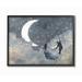 Ebern Designs 'Celestial Love Sky Swinging by the Crescent Moon & Stars' Graphic Art Print Wood/Canvas in Brown | 16 H x 20 W x 1.5 D in | Wayfair