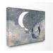 Ebern Designs 'Celestial Love Sky Swinging by the Crescent Moon & Stars' Graphic Art Print Canvas/ in Black/Blue | 30 H x 40 W x 1.5 D in | Wayfair