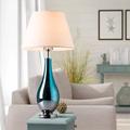 Ebern Designs Vedika 28" Table Lamp Set Glass/Fabric in Blue | 28 H x 14 W x 14 D in | Wayfair 41ECD3350DB64DE9A539EB8C3E45C4DC