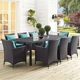 Modway Convene 9 Piece Outdoor Dining Set Glass/Wicker/Rattan | 29.5 H x 90.5 W x 63 D in | Wayfair