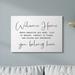 Ebern Designs 'Welcome Home Family Home & White Inspirational Word Design' Textual Art Canvas/Metal in Black | 30 H x 40 W x 1.5 D in | Wayfair