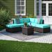 Lark Manor™ Anastase 6 Piece Rattan Sectional Seating Group w/ Cushions Synthetic Wicker/All - Weather Wicker/Wicker/Rattan | Outdoor Furniture | Wayfair