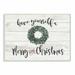 The Holiday Aisle® A Merry Little Christmas Wreath - Textual Art Print Wood in Brown | 10 H x 15 W x 0.5 D in | Wayfair
