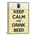 Winston Porter Jetter Keep Calm & Drink Beer Graphic Art on Canvas in Black/Yellow | 90 H x 60 W x 1.5 D in | Wayfair