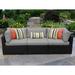 Lark Manor™ Anishia 89.5" Wide Outdoor Wicker Patio Sofa w/ Cushions All - Weather Wicker/Wicker/Rattan in Gray/Black | Wayfair