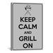 Winston Porter Jetter Keep Calm & Grill On - Graphic Art Print on Canvas Metal in Black/Gray | 40 H x 26 W x 1.5 D in | Wayfair