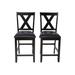 Winston Porter Ludwick 25" Counter Stool Wood/Upholstered/Leather in Black/Brown | 41.5 H x 19 W x 20 D in | Wayfair WAY.653-APU-L