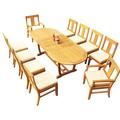Rosecliff Heights Kevon Oval 10 - Person Teak Outdoor Dining Set Metal in Brown/White | 30.5 H x 71 W x 40 D in | Wayfair