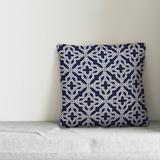 House of Hampton® Kimbrell Geo Quatrefoil Pillow Cover & Insert Polyester in Blue/Navy | 18 H x 18 W x 1.5 D in | Wayfair