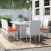 Wade Logan® Azyon Rectangular 8 - Person 79" Long Outdoor Dining Set w/ Cushions Metal in White | Wayfair 70630C9F72DF4CF796B910F997B8ABF6