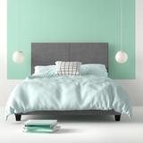 Red Barrel Studio® Milan Linen Platform Bed Wood/Upholstered/Linen in Gray/White | 47 H x 43 W x 78.75 D in | Wayfair