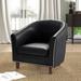 Accent Chair - Andover Mills™ Marwood Faux Leather Barrel Accent Chair w/ Rubberwood Legs Faux Leather in Black | Wayfair