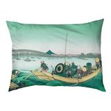 Tucker Murphy Pet™ Carrera Katsushika Hokusai Sunset Across the Ryogoku Bridge Outdoor Cat Designer Pillow Fleece, in Green | Wayfair