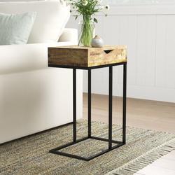 Sand & Stable™ Needham C End Table w/ Storage Wood in Brown/Gray | 24.5 H x 16 W x 11 D in | Wayfair FAD860E18BA94E6A9C680FBC120EC6D0