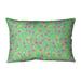 Ebern Designs Leffel Swirly Floral Lumbar Pillow Polyester/Polyfill in Green/Yellow/Indigo | 9.5 H x 14 W x 3 D in | Wayfair