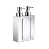 Orren Ellis Chiodo Two Container Soap & Lotion Dispenser Metal in Gray | 8.5 H x 4.2 W x 2.125 D in | Wayfair FK258