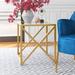 Willa Arlo™ Interiors Bassler Glass End Table Stainless Steel/Glass in Yellow | 22 H x 20 W x 20 D in | Wayfair 3351184122ED406E824F9244E35A6471