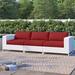 Wade Logan® Azyon 100" Wide Outdoor Wicker Patio Sofa w/ Cushions All - Weather Wicker/Metal in Red | 29 H x 100 W x 36 D in | Wayfair