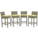 Highland Dunes Conduit Bar Stool Outdoor Patio Wicker Rattan Set of 4 Wicker/Rattan in Gray/Green | 39.5 H x 17.5 W x 18 D in | Wayfair