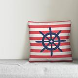 Breakwater Bay Dustin Nautical Ships Wheel Indoor/Outdoor Throw Pillow Polyester/Polyfill in Red/Blue | 18 H x 18 W in | Wayfair