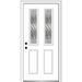 Verona Home Design Grace Painted Both Sides The Same 2-1/2 Lite 2-Panel Prehung Front Entry Door on 4-9/16" Frame | Wayfair ZZ3667210R