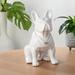 Ebern Designs Zermeno Sitting French Bulldog Ceramic Decorative Sculpture Porcelain/Ceramic in White/Blue | 12.25 H x 6.5 W x 10 D in | Wayfair