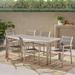 Ivy Bronx Lindley Coral Rectangular 6 - Person 70.75" Long Aluminum Outdoor Dining Set Wood/Metal in Gray | Wayfair