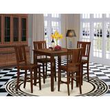 Charlton Home® Stgeorge 5 - Piece Counter Height Rubberwood Solid Wood Dining Set Wood in Brown | Wayfair 498F3C266DFC4B9C9245A71ABFF340C3