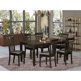 Charlton Home® Smithers 7 - Piece Extendable Rubberwood Solid Wood Dining Set Wood/Upholstered in Brown | Wayfair 943C888CCE98454BA3F7A4930A66B9F9