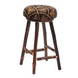 Loon Peak® Cleary 30" Bar Stool Wood/Upholstered in Brown | 30 H x 18 W x 18 D in | Wayfair 74C03AE285674B5E98A11918E79A6C53