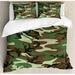 East Urban Home Camo Classical American Commando Uniform Inspired Pattern Forest Tile Duvet Cover Set Microfiber in Brown/Green | Queen | Wayfair