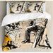 East Urban Home Afro Saxophonist on Murky Backdrop Playing Music Rhythm Groovy Band Artwork Duvet Cover Set Microfiber in Black | King | Wayfair