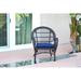 One Allium Way® Bynum Patio Chair w/ Cushions Wicker/Rattan in White/Blue | 36 H x 19 W x 30 D in | Wayfair C7FE26CD07B348AE9CB568E271944814
